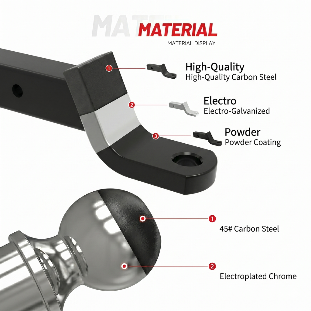 PRIVON Heavy-Duty Trailer Hitch Ball Mount Kit – 2" Ball & Integrated Security Lock | Class III/IV