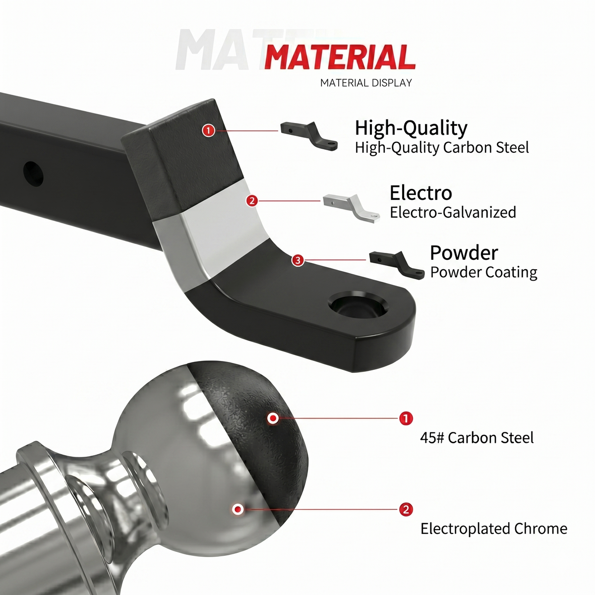 PRIVON Heavy-Duty Trailer Hitch Ball Mount Kit – 2" Ball & Integrated Security Lock | Class III/IV