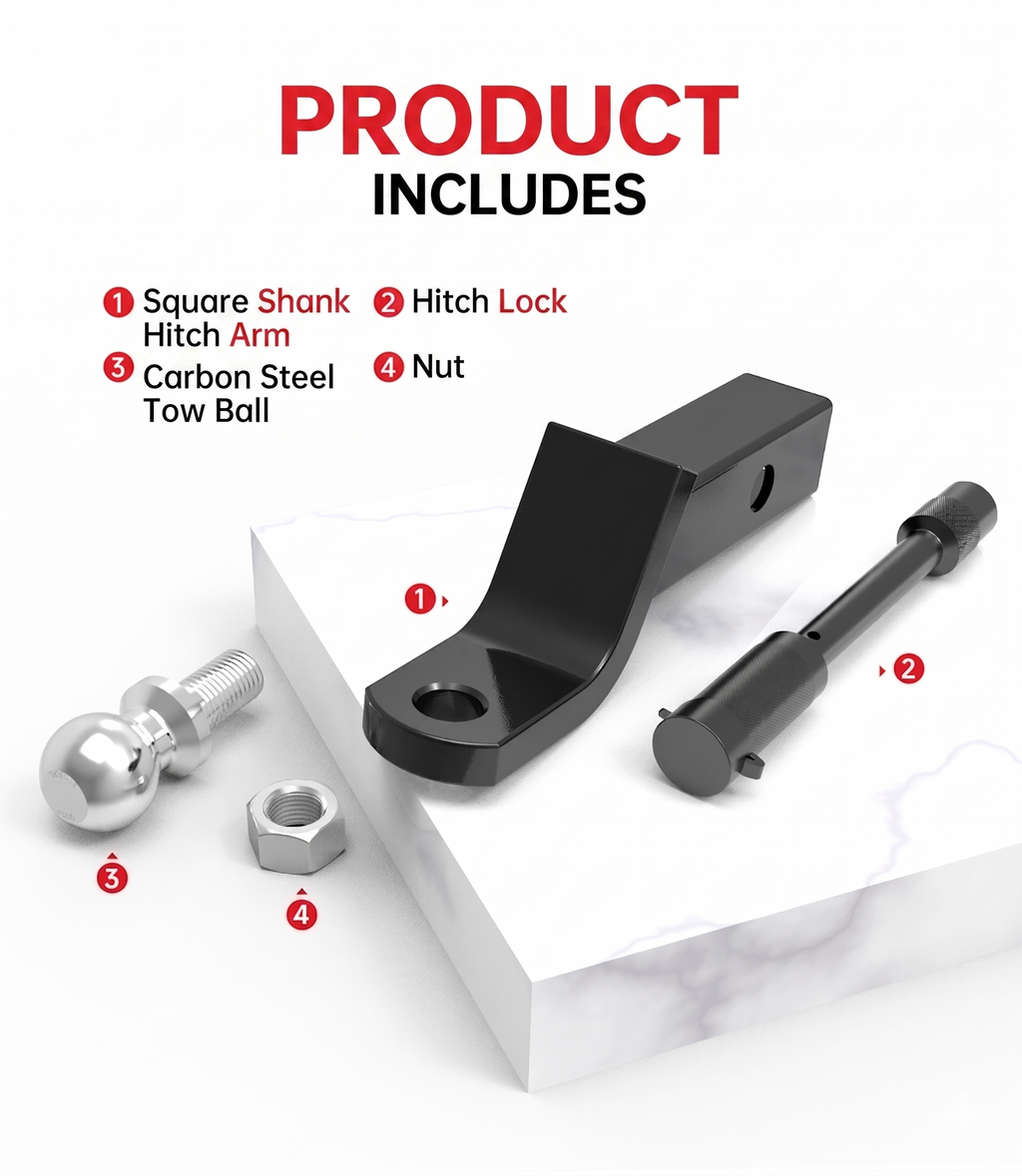 PRIVON Heavy-Duty Trailer Hitch Ball Mount Kit – 2" Ball & Integrated Security Lock | Class III/IV