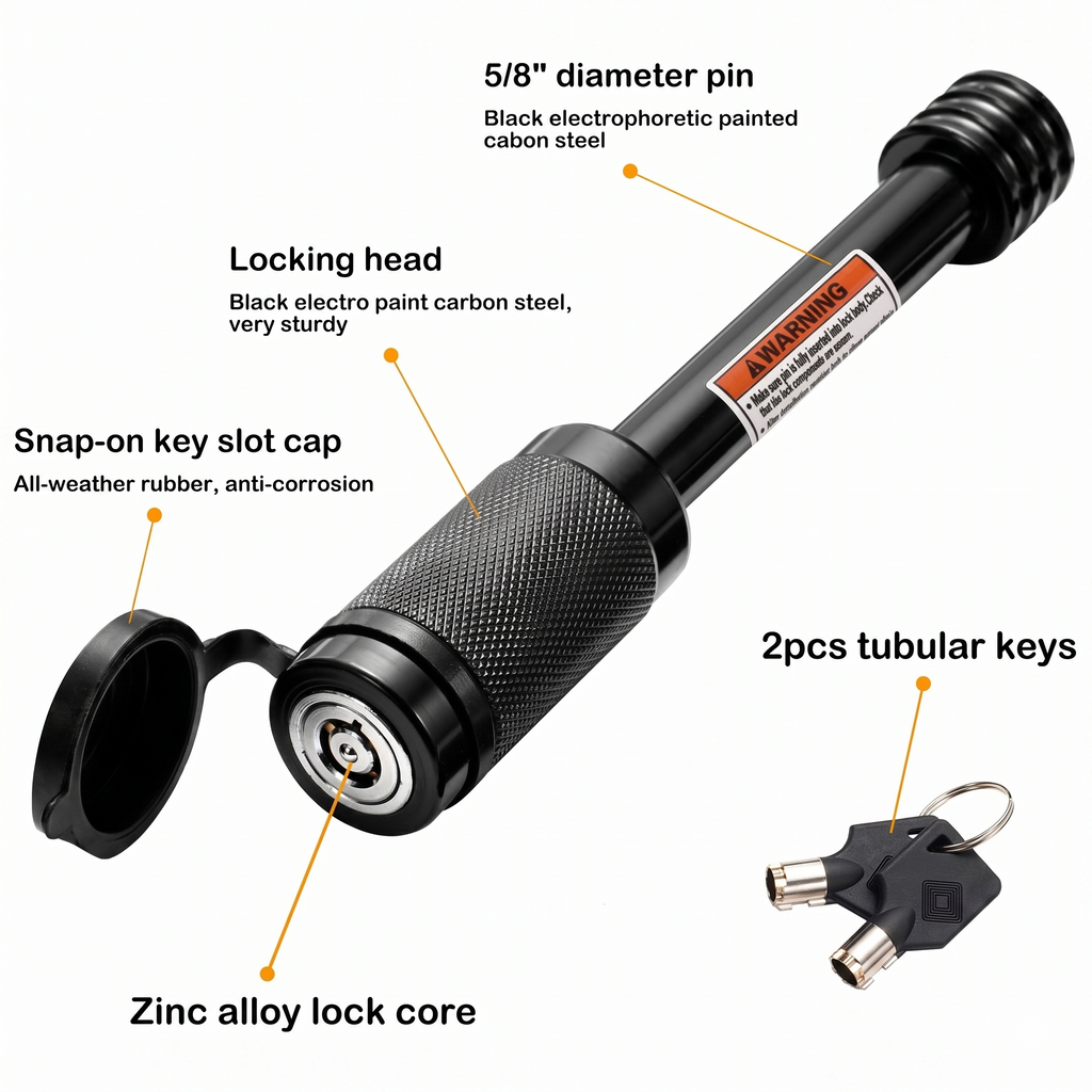 PRIVON SecureHitch Lock Pin – 5/8" Heavy-Duty Trailer Receiver Lock