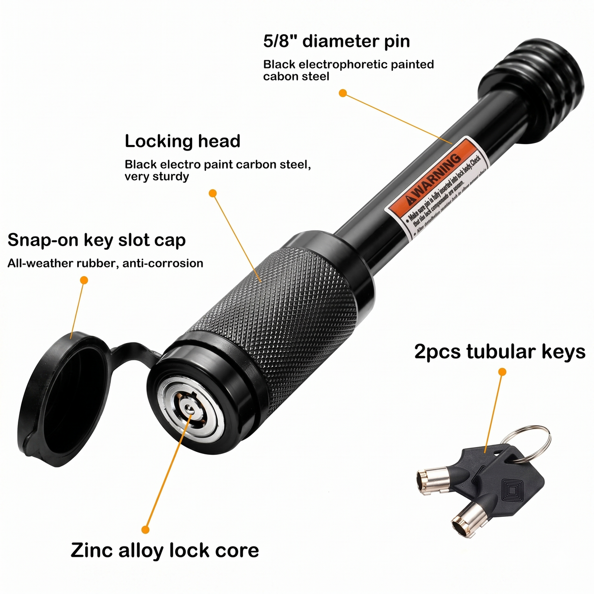 PRIVON SecureHitch Lock Pin – 5/8" Heavy-Duty Trailer Receiver Lock