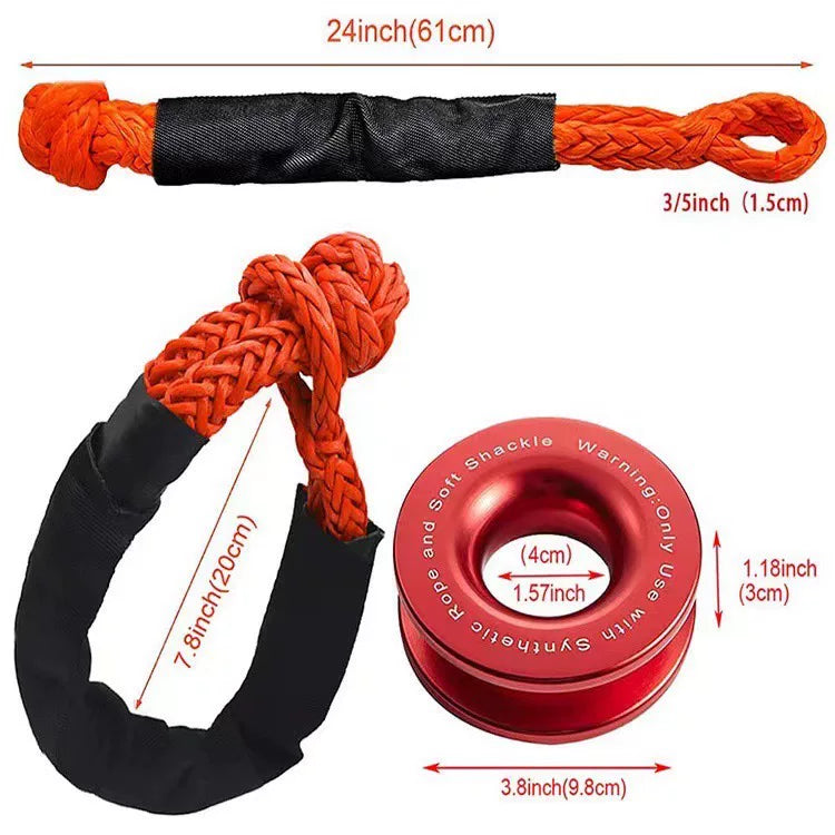 PRIVON Soft Shackle & Recovery Ring Kit – 48,000 LBS Breaking Strength